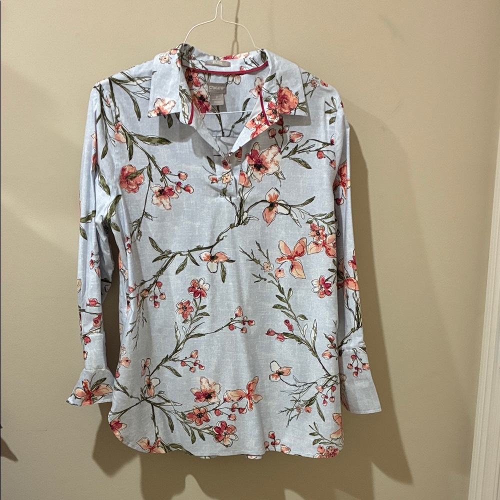 Pale blue floral tunic